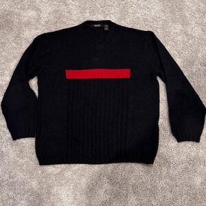 Men’s XL Black and Red Bachrach V-neck Sweater